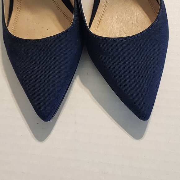 Mark Fisher LTD Pointed Pumps Block Heel Shoes 8.5 Women Blue fabric - Picture 3 of 10
